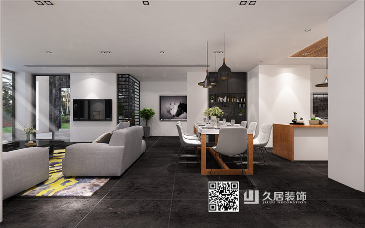  华元欢乐城89㎡三居室黑白灰色的现代简约风格 