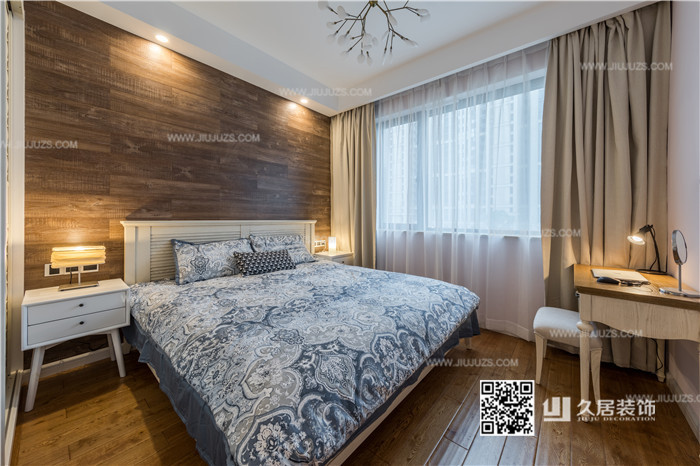 卧室-床-背景-康城国际一品120㎡北欧风格
