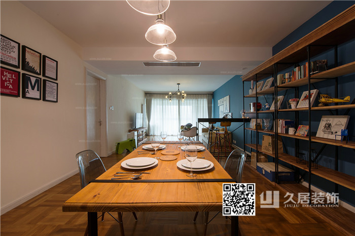 客厅-久居装饰 北欧工业风 蓝色与米色的鲜明视觉对比 简约有型的国际风范