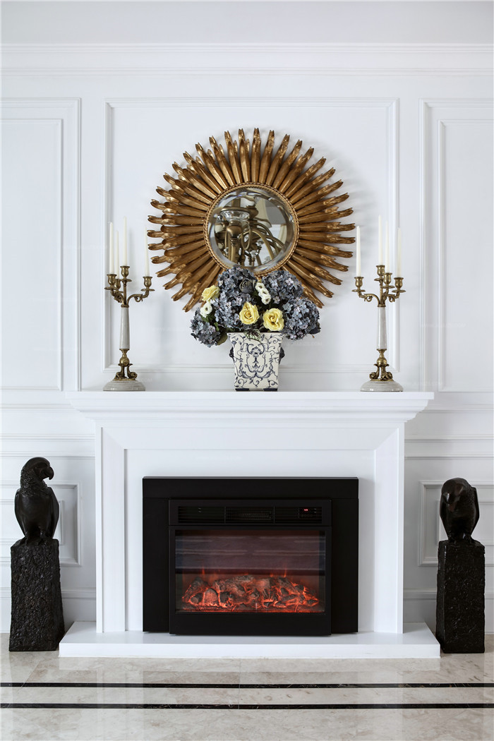 法式风格-客厅壁炉-当纯白遇上法式 330㎡法式复古风格