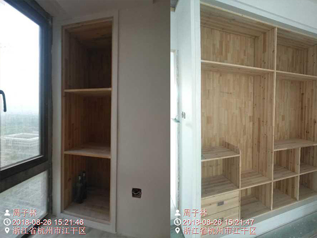 久居装饰在建施工工地  木工木制家具衣柜照片